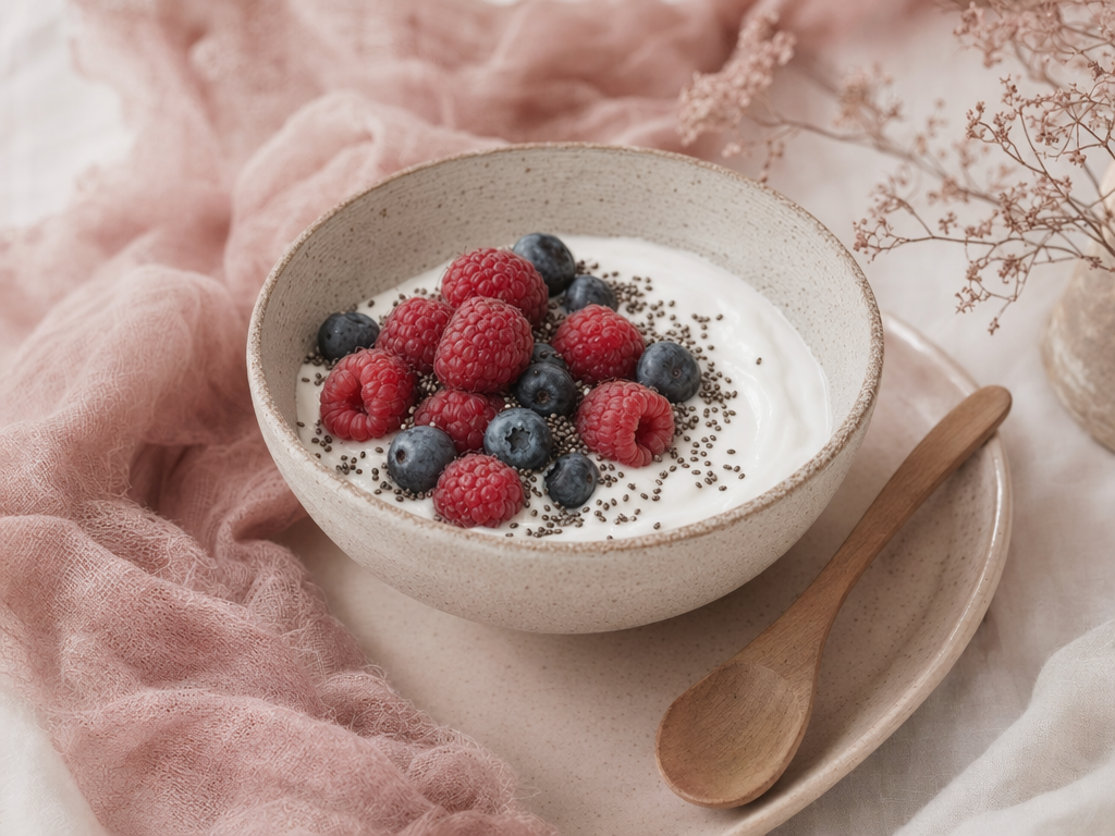 Натуральный йогурт с ягодами и семенами чиа